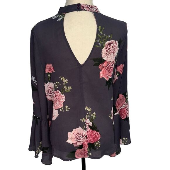 Live 4 Truth Gray Pink Floral Long Wide Sleeve V Neck Lightweight Blouse size m - Picture 11 of 13